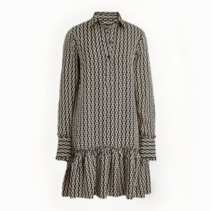 J.Crew Amelia Popover Shirt-dress Chain Print Size XXS Black/Gold 100% Viscose